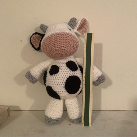 Handmade Crochet Cow Stuffed Animal - Picture 4 of 4